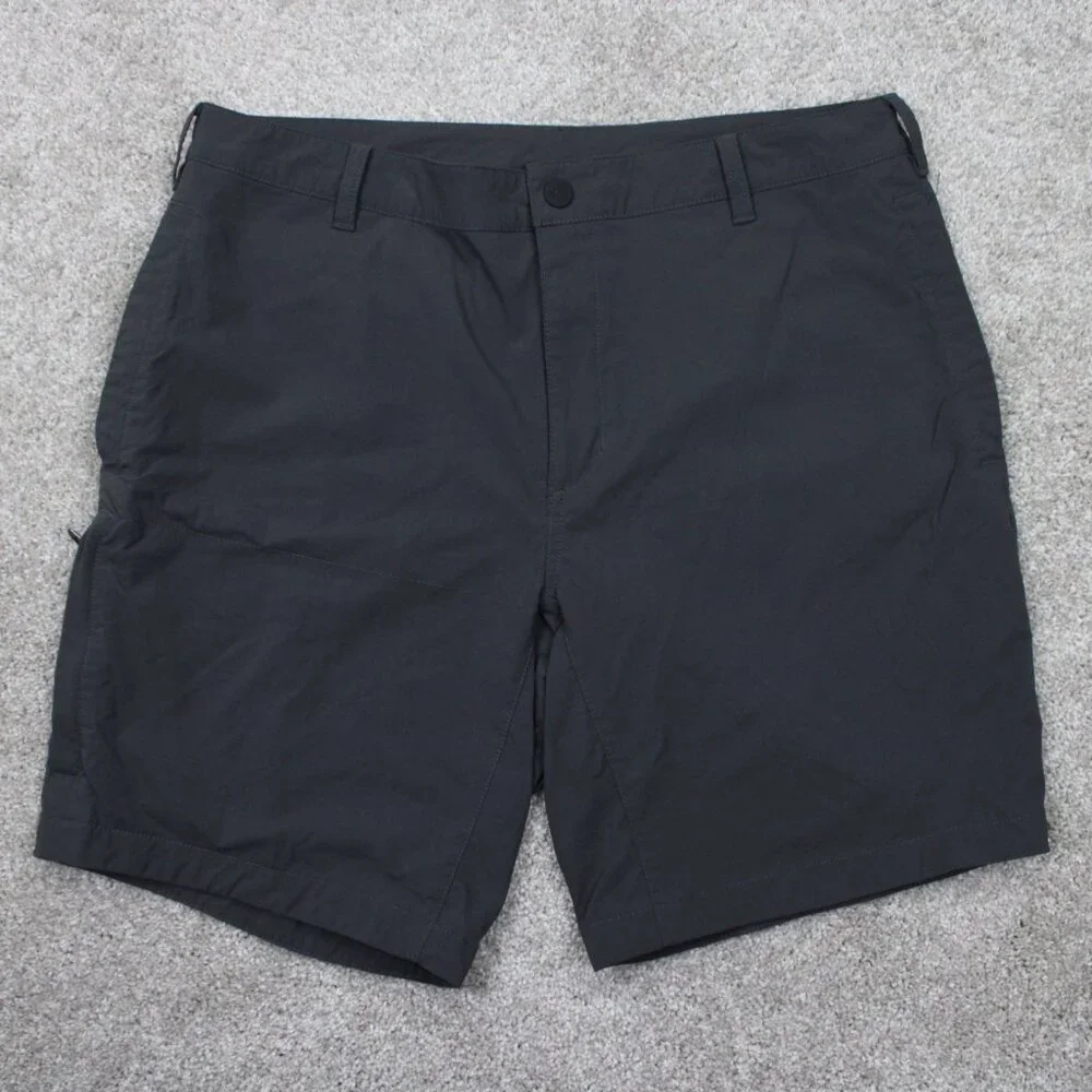 The North Face Flat Front 2 Shorts Men 36 Black Cargo Nylon Stretch w/ 9